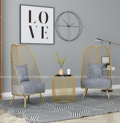 Bộ bàn ghế decor GLD001